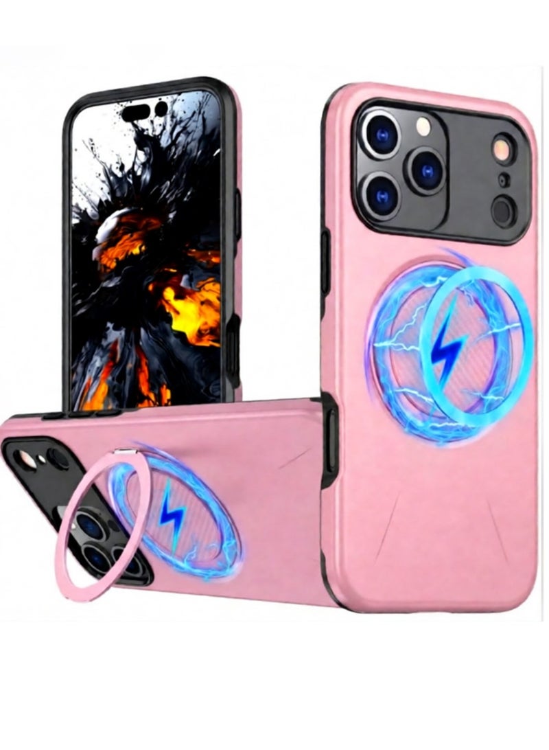 Abania iPhone 17 Pro Case Pink MagSafe Magnetic Phone Case 360° Rotating Ring Stand Military Grade Shockproof Protective iPhone 17 Pro Cover with Car Mount Compatible Anti Fingerprint Slim Cover for iPhone 17 Pro - Image 1