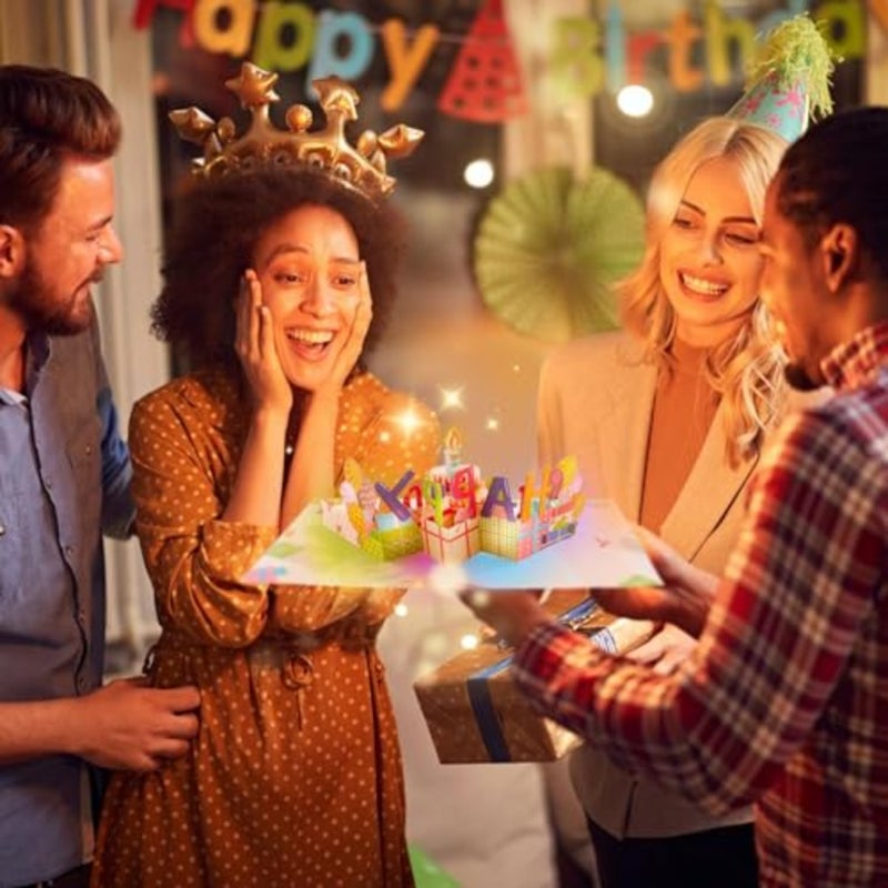 3D PopUp Birthday Card with LED Light Candle and Music, Blow to Light Cake, Happy Birthday Greeting Card Gift for Women, Men,,Mom, Dad, Husband, Wife, Friends - Image 5