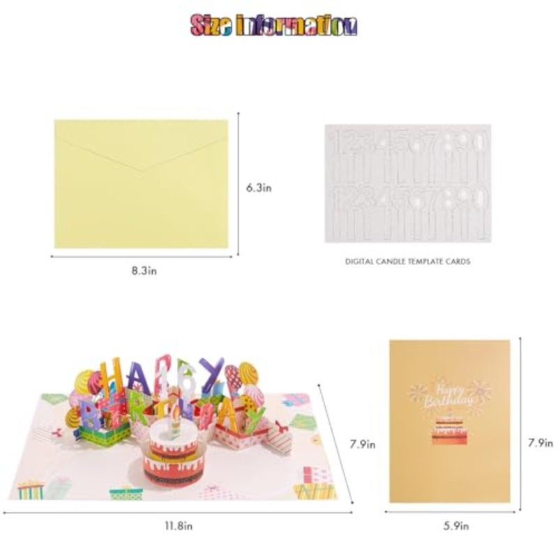 3D PopUp Birthday Card with LED Light Candle and Music, Blow to Light Cake, Happy Birthday Greeting Card Gift for Women, Men,,Mom, Dad, Husband, Wife, Friends - Image 2