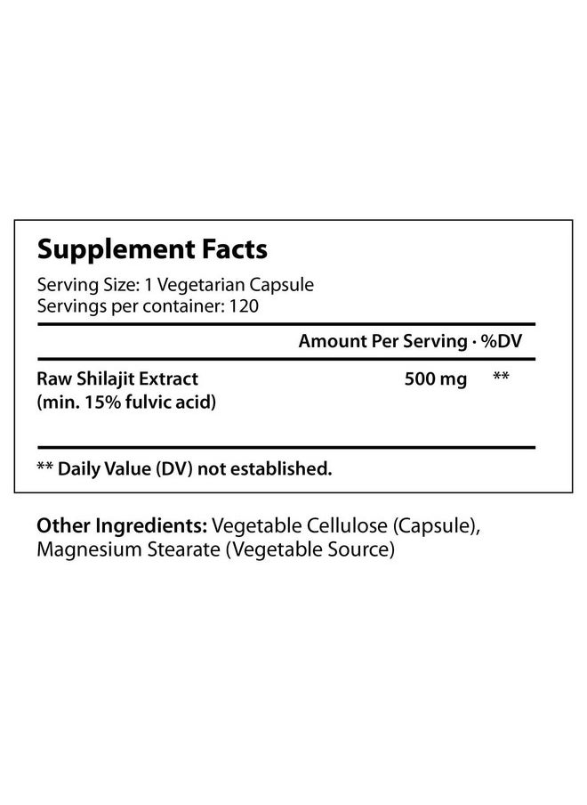 LongLifeNutri Shilajit Capsules 500Mg 120 Vegetarian Pills  Original Fulvic Acid Extract Supplement  Supports Energy Production And Mitochondrial Function  Natural Himalayan Pure Powder Complex  Ayurvedic Herb  - Image 3