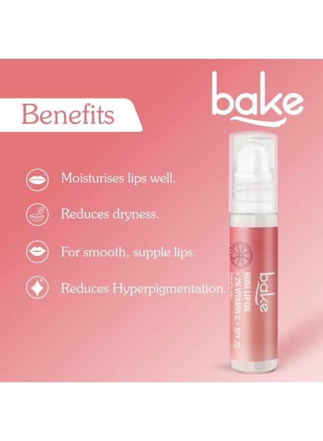 Bake 2% Vitamin C Tinted Rose Lip Balm Oil For Dark Pigmented Lips With SPF 25 PA+++ (15g) (Rose) - Image 2
