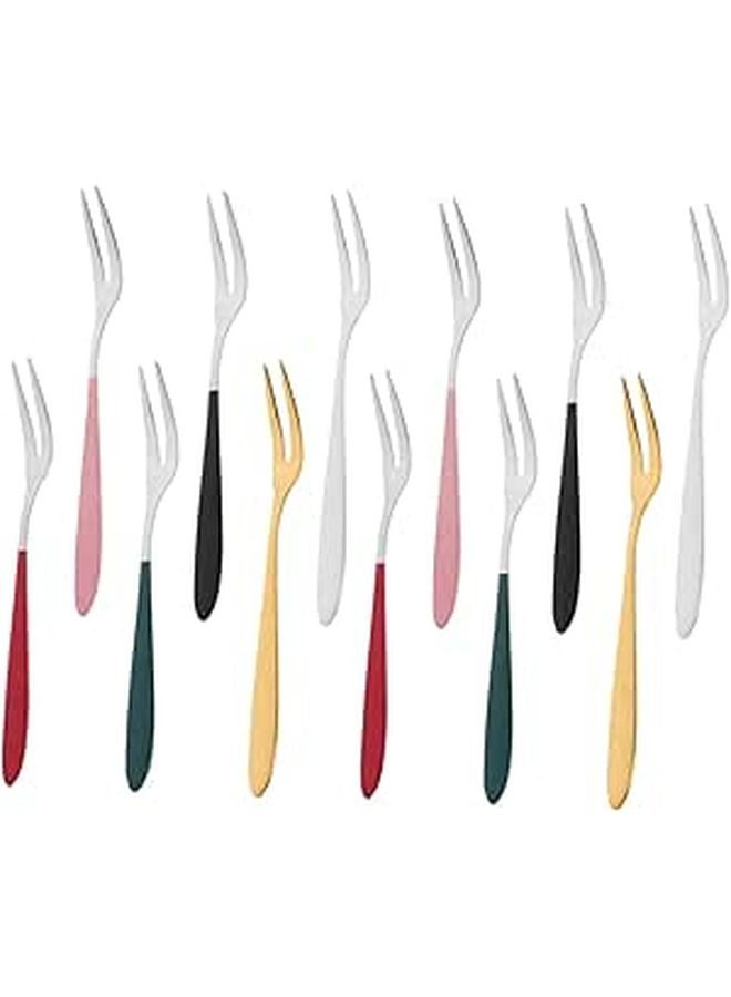 Stainless Steel Mini Fruit Forks 12 Pcs Appetizer Picks For Home And Restaurant - Image 1