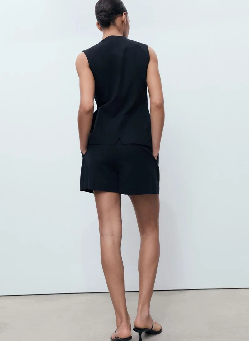 MANGO Pleated Suit Shorts