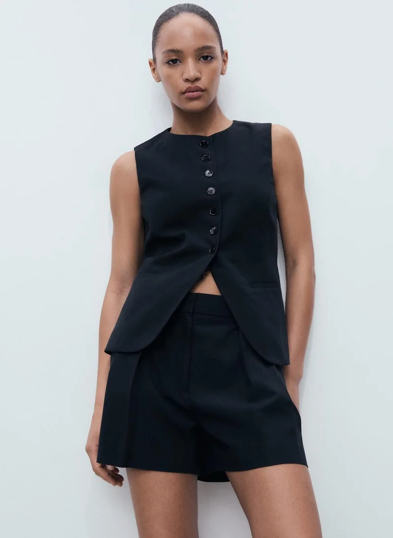 MANGO Pleated Suit Shorts
