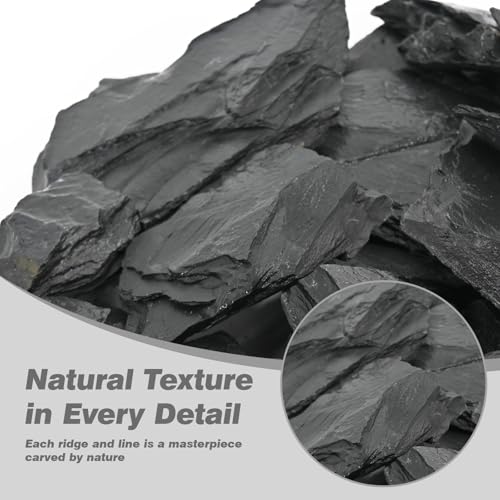 Unocho Natural Slate Stone Reptile Basking Platform Rocks 20lb Tortoise Habitat Flat Rocks for Aquarium Amphibian Vivariums Paludarium Garden Landscaping and Model Railroad(2-8 inches) - Image 2