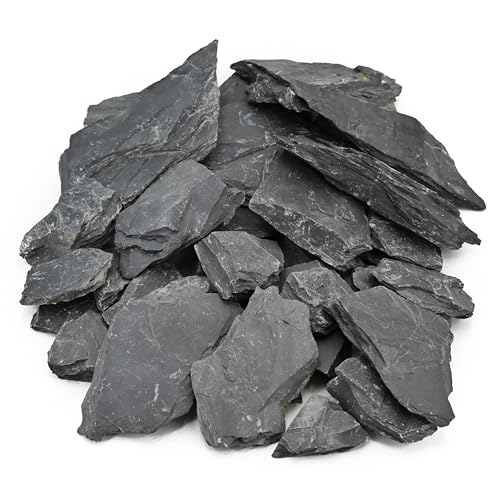 Unocho Natural Slate Stone Reptile Basking Platform Rocks 20lb Tortoise Habitat Flat Rocks for Aquarium Amphibian Vivariums Paludarium Garden Landscaping and Model Railroad(2-8 inches) - Image 1