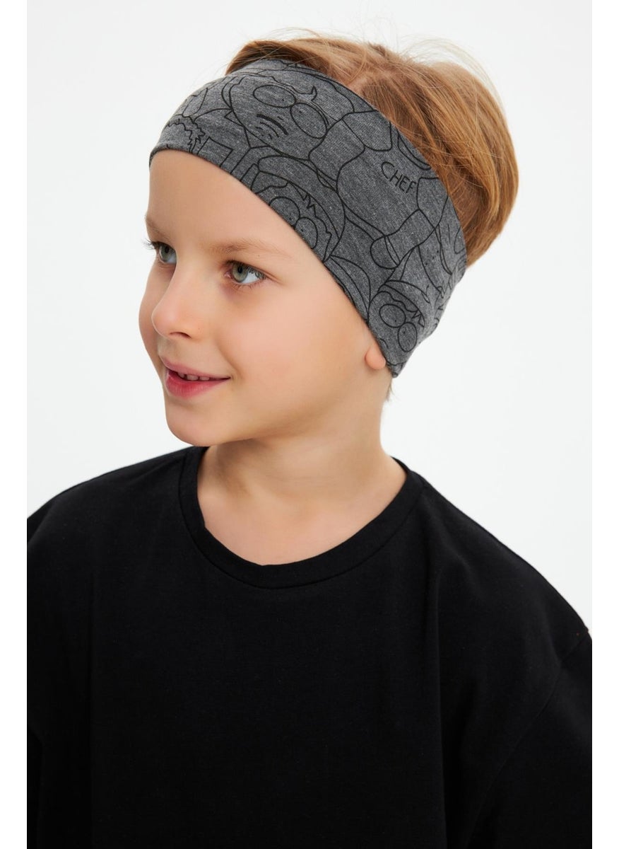Babygiz Smoked Patterned-Black Boy's Cotton Combed Oversize Camouflage T-Shirt Bandana Double Suit  - Image 3