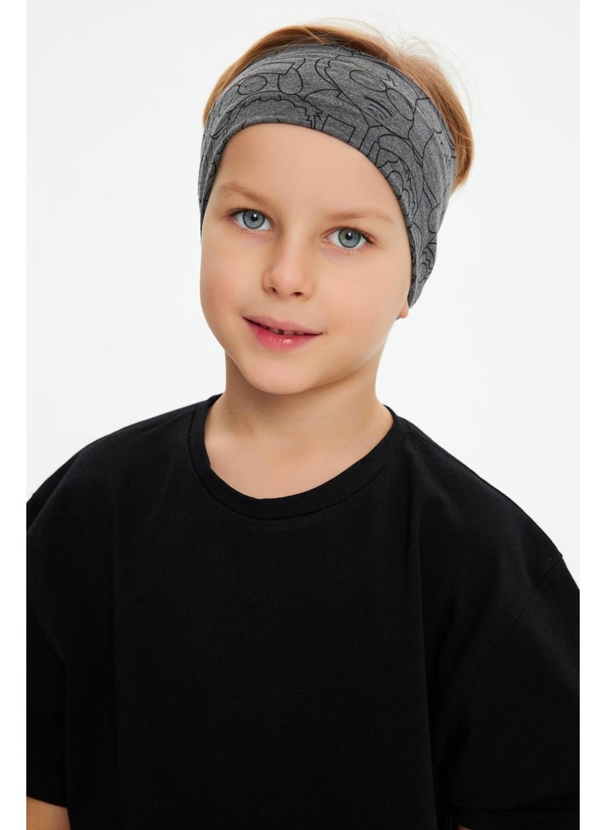 Babygiz Smoked Patterned-Black Boy's Cotton Combed Oversize Camouflage T-Shirt Bandana Double Suit  - Image 4
