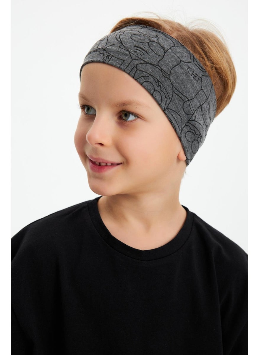 Babygiz Smoked Patterned-Black Boy's Cotton Combed Oversize Camouflage T-Shirt Bandana Double Suit  - Image 5