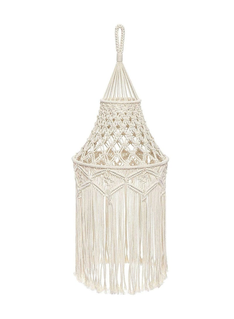 Boho Macrame Pendant Light Shade - Stylish Hanging Cover for Modern Home Decor, Perfect for Bedroom, Living Room, Nursery & Office  - Image 1