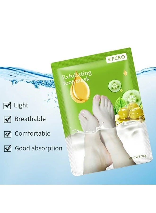 3 Pieces Foot Peeling and Exfoliating Mask, Dead Skin Removing Sock - Olive, Lavender, Rose