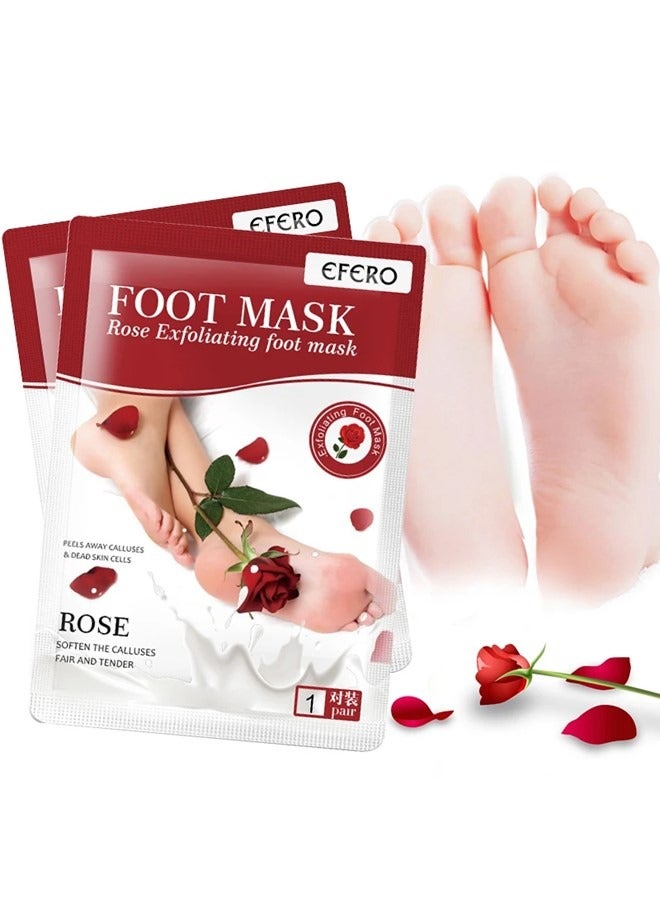 3 Pieces Foot Peeling and Exfoliating Mask, Dead Skin Removing Sock - Olive, Lavender, Rose