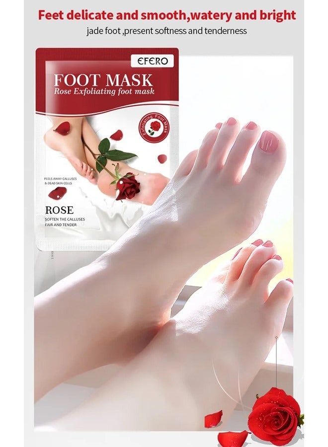 3 Pieces Foot Peeling and Exfoliating Mask, Dead Skin Removing Sock - Olive, Lavender, Rose