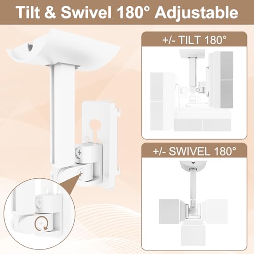 Dinghosen Speaker Wall&Ceiling Mount for Bose UB-20,UB-20 Series II Speaker Wall Mount Bracket for Bose Cube Speakers/Lifestyle/CineMate/Surround/SoundTouch/Acoustimass Home System Tilt&Swivel Adjustable(White) - Image 4
