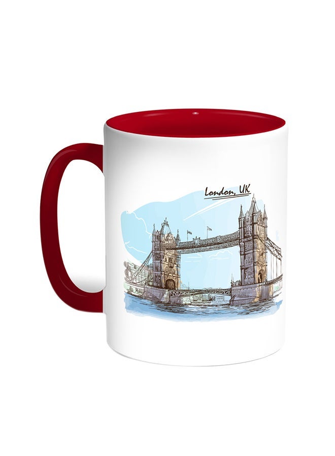 RYN Bridge Of London Printed Coffee Mug Red/White 11ounce