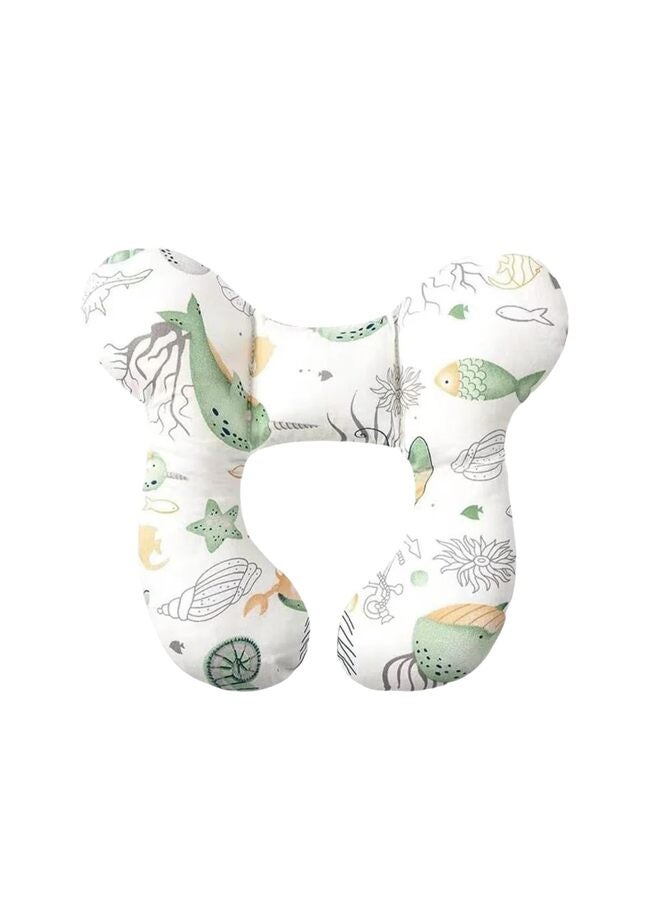 وسائد رقبة للأطفال، وسادة مريحة لدعم رأس ورقبة الطفل أثناء السفر لمقعد السيارة وعربة الأطفال وعربة الأطفال، وسادة سفر ناعمة من القطن البولي بروبيلين للأطفال حديثي الولادة من عمر 0 إلى عام واحد، لون المحيط - Image 1