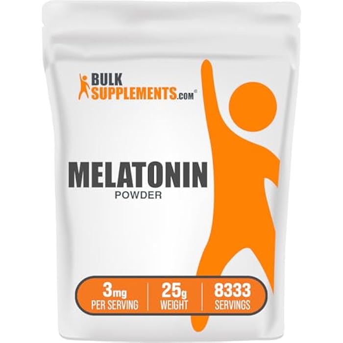 BulkSupplements.com Melatonin Powder - Pure Melatonin, Sleep Aid for Adults - Vegan & Gluten Free, 3mg per Serving, 25g (0.88 oz) (Pack of 1) - Image 1