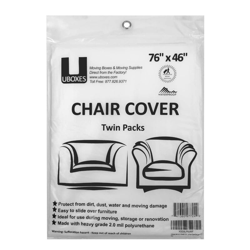 Uboxes 72x46 Chair Covers 2 MIL Heavy Duty Polyethylene to Protect Items from Dust Dirt and Spills Clear Set of 2
