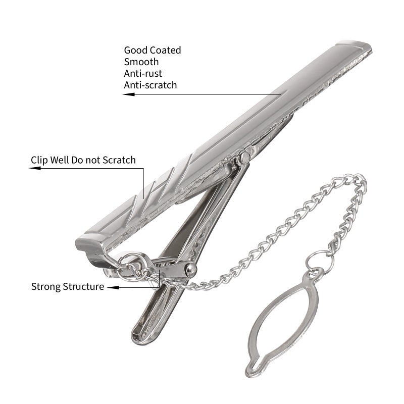 Men Clips Metal Simple Necktie Clasp Pinch Clip Clamp Pin for Business Shirt Tie ( ) - Image 2