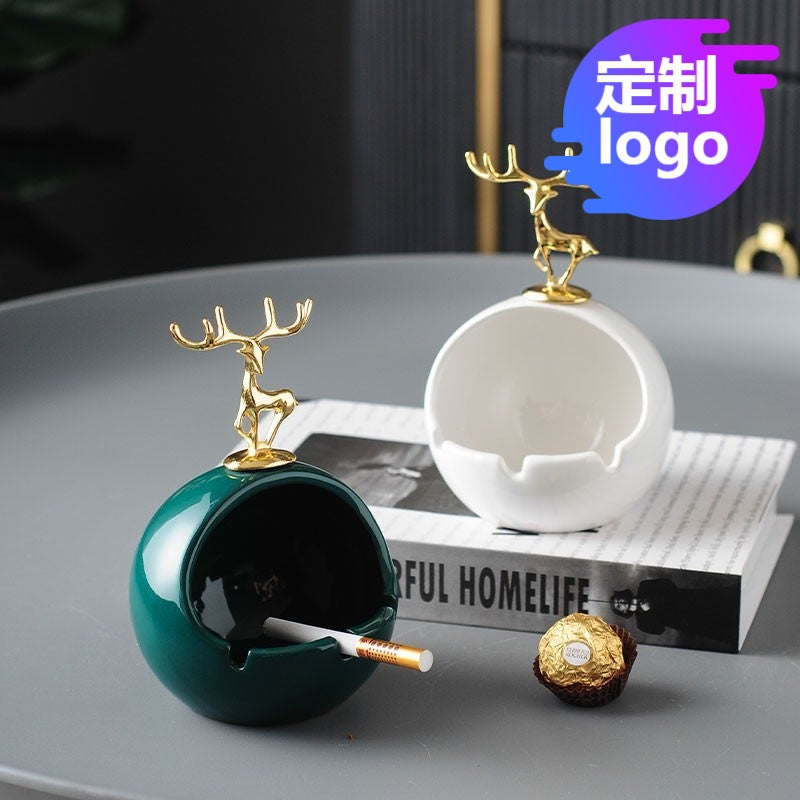 Factory Ashtray Anti-Fly Ash Ceramic Creative Room Living Room Office Desktop Home Coffee Table Decoration - Image 2
