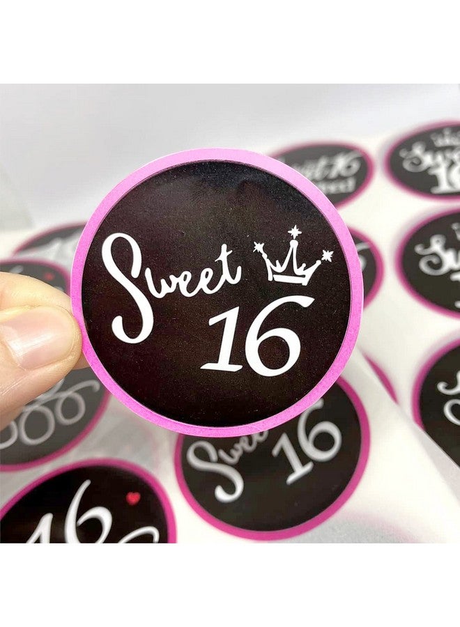 Besttile Sweet Sixteen 16Th Birthday Favor Labels 2In 240 Stickers (Black)Birthday Party Or Anniversary Decor Labels - Image 3