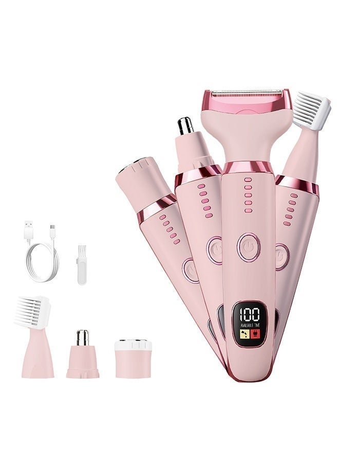 Electric Razor for Women Men with LED Display,4 in 1 Ladies Wet & Dry Body Razors and Facial Hair Remover, Rechargeable Painless Hair Removal Kit for Nose Face Body Leg Bikini Arm Hair