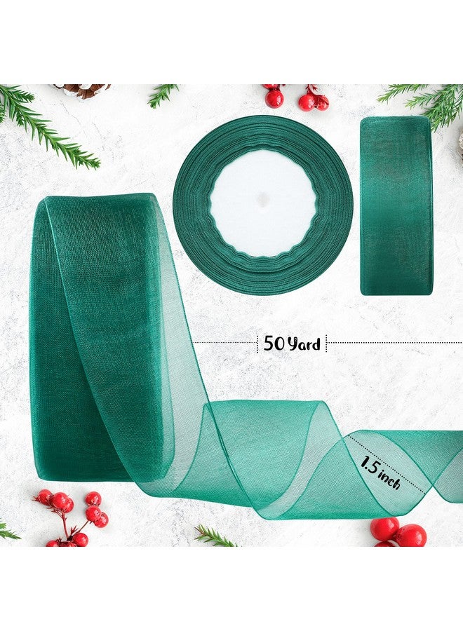 Luinabio 4 Rolls Christmas Ribbon Sheer Organza 1.5 Inch Metallic Glitter Organza Ribbon Gold Silver Red Green Xmas Ribbon For Present Wrapping Christmas Tree Decoration Bow Wreath, 150 Yard Total - Image 2