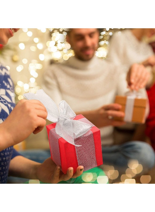 Luinabio 4 Rolls Christmas Ribbon Sheer Organza 1.5 Inch Metallic Glitter Organza Ribbon Gold Silver Red Green Xmas Ribbon For Present Wrapping Christmas Tree Decoration Bow Wreath, 150 Yard Total - Image 5