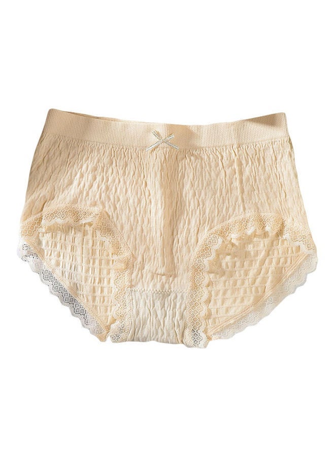 NIBEMINENT Breathable Lace Seamless Briefs Beige  - Image 1