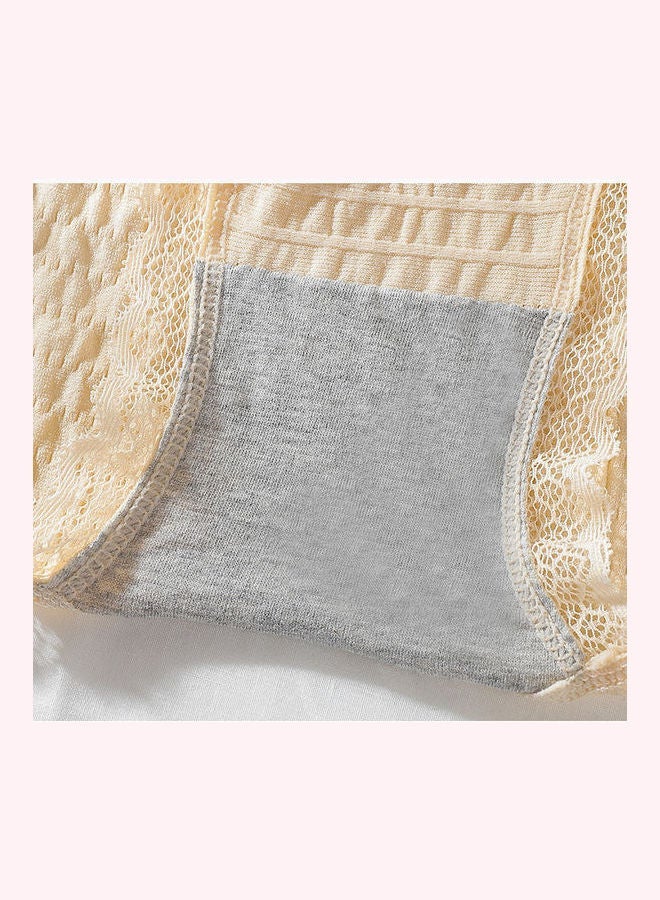 NIBEMINENT Breathable Lace Seamless Briefs Beige  - Image 4
