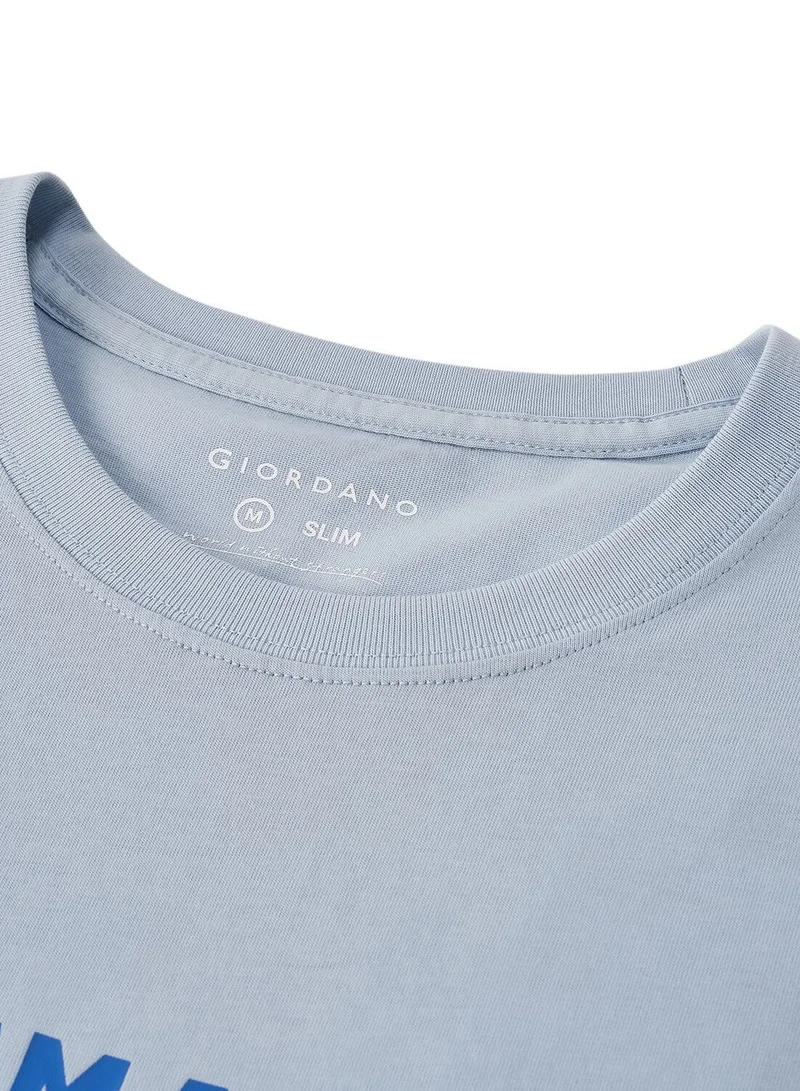 GIORDANO  Men's Slim Fit Cotton Jersey Message Print Tee for Men | Best Price UAE