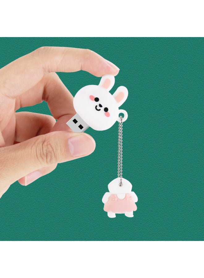 Year Of The Rabbit U Disk Silicone Doll Cartoon Bidding U Disk Stereo U Disk Can Add Logo Gift Doll U Disk-Color:White 2.0-Capacity:32GB - Image 4