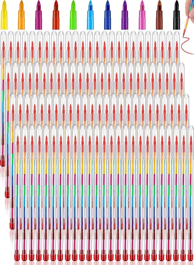 Teling 100 Pieces Stackable Buildable Crayons 11 Interchangeable Colors Pencils Colorful Party Favors for Kids DIY Mini Rainbow Crayons Pens Bulk Painting Toy for Preschool School Office Supplies - Image 1