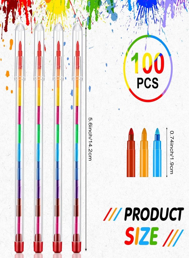 Teling 100 Pieces Stackable Buildable Crayons 11 Interchangeable Colors Pencils Colorful Party Favors for Kids DIY Mini Rainbow Crayons Pens Bulk Painting Toy for Preschool School Office Supplies - Image 2