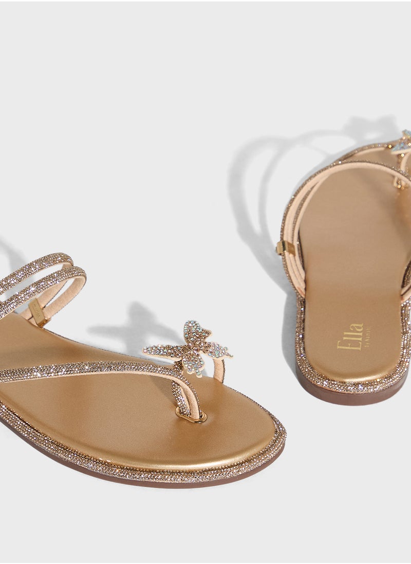 Ella Limited Edition Butterfly Diamante Flat Sandal  - Image 4