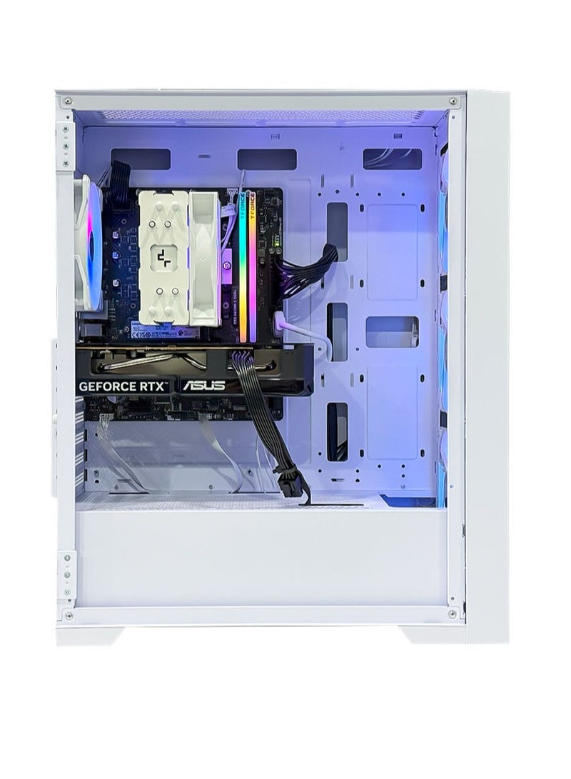 Game Sekret حاسوب الألعاب Skye Gaming PC من Game Sekret – بمعالج Intel Core i5-12400F، وبطاقة GeForce RTX 3050 بسعة 6 جيجابايت، وذاكرة DDR4 بسعة 16 جيجابايت، وتخزين NVMe SSD بسعة 500 جيجابايت، ومبرّد هوائي، ولوحة أم H610، ومزوّد طاقة 500 واط 80+، واتصال WiFi وBluetooth، ونظام Windows 11 Pro، مع ضمان لمدة سنة واحدة. None - Image 2