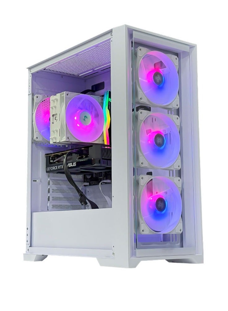 Game Sekret حاسوب الألعاب Skye Gaming PC من Game Sekret – بمعالج Intel Core i5-12400F، وبطاقة GeForce RTX 3050 بسعة 6 جيجابايت، وذاكرة DDR4 بسعة 16 جيجابايت، وتخزين NVMe SSD بسعة 500 جيجابايت، ومبرّد هوائي، ولوحة أم H610، ومزوّد طاقة 500 واط 80+، واتصال WiFi وBluetooth، ونظام Windows 11 Pro، مع ضمان لمدة سنة واحدة. None - Image 1