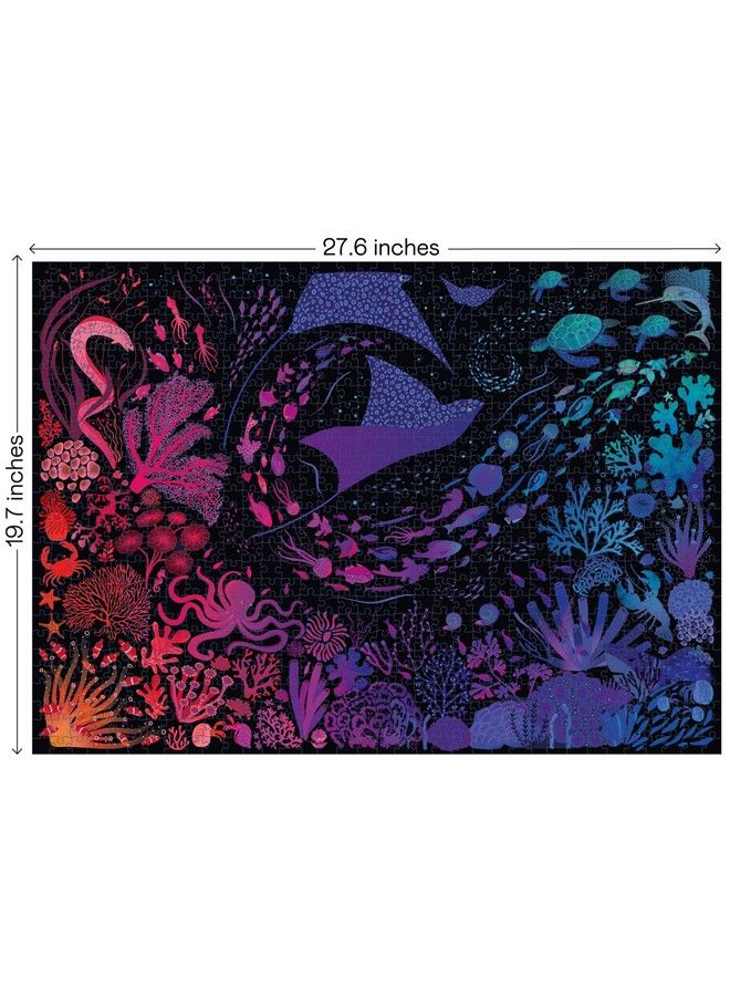 Puzzles For Adults 1000 Pieces And Up Night Reef ; 1000 Piece Puzzle For Adults ; Jigsaw Puzzles 1000 Pieces ; Coral Ocean Sea And Shark Puzzle ; Puzzles Size 28 X 20 Inches  - Image 3