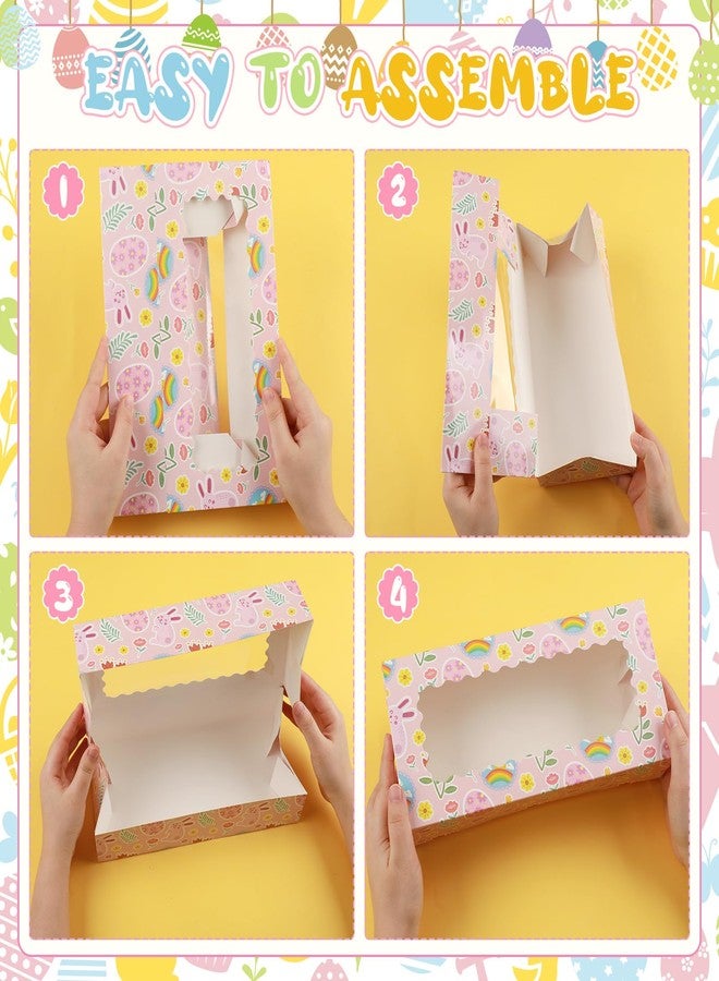 Skyygemm 12 Pcs Easter Treat Boxes with Window Bunny Egg Cookie Boxes Easter Cardboard Donut Box Easter Party Paper Container for Cake Bakery Cupcake Pastry Strawberries Favor(12 x 5.5 x 2.5 Inch) - Image 4