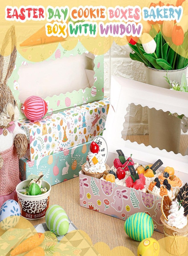 Skyygemm 12 Pcs Easter Treat Boxes with Window Bunny Egg Cookie Boxes Easter Cardboard Donut Box Easter Party Paper Container for Cake Bakery Cupcake Pastry Strawberries Favor(12 x 5.5 x 2.5 Inch) - Image 3