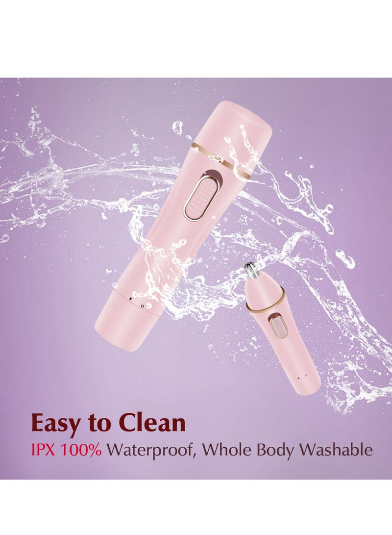 SYOSI ماكينة حلاقة كهربائية للنساء، مجموعة ماكينة حلاقة للجسم 4 في 1 للحواجب والساقين والذراعين وتحت الإبط ومنطقة البيكيني، ماكينة حلاقة قابلة لإعادة الشحن عبر USB للاستخدام الرطب والجاف بدون سلك للنساء (وردي) - Image 5