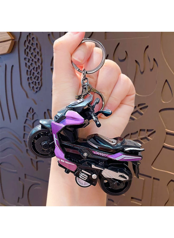 Creative Alloy -back Motorcycle Keychain Simulation Pedal Toy Car Model Key Chain Pendant Key Ring