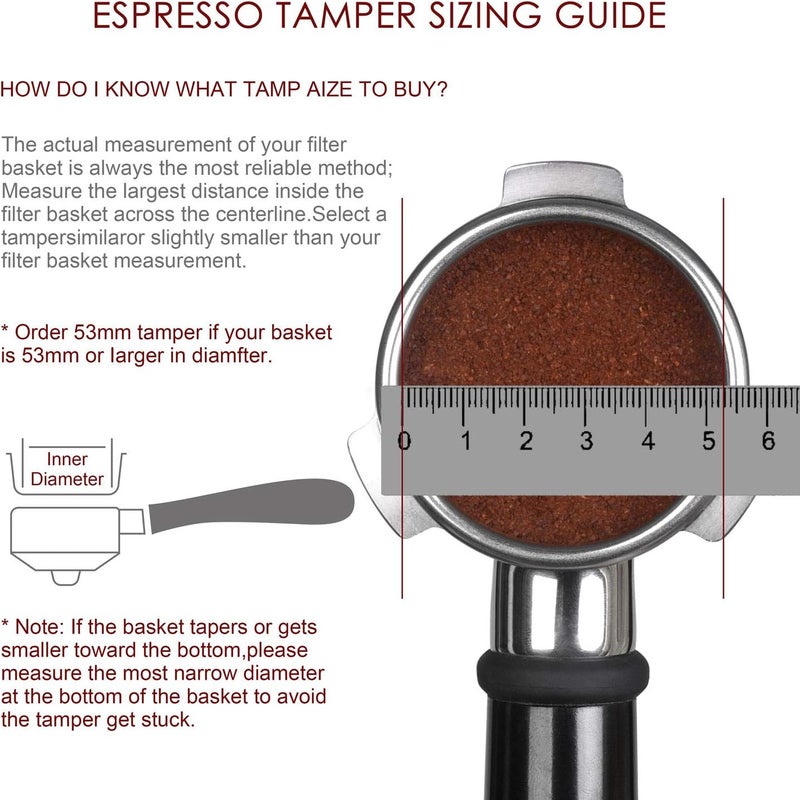 SANTOW 53mm Espresso Tamper, Barista Coffee Tamper with Flat Stainless Steel Base – Professional Espresso Hand Tamper - Image 5