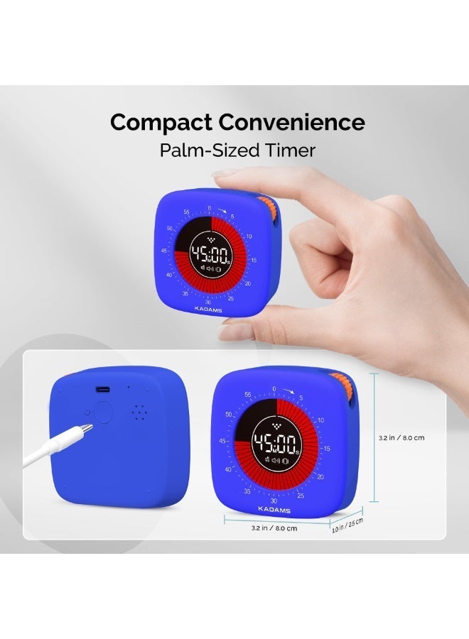 Rechargeable Magnetic Visual Timer – Silent Digital Countdown Timer with Stand, Adjustable Alarm Volume, LED Display for Study, Cooking, Baking & Work, Blue - Image 4