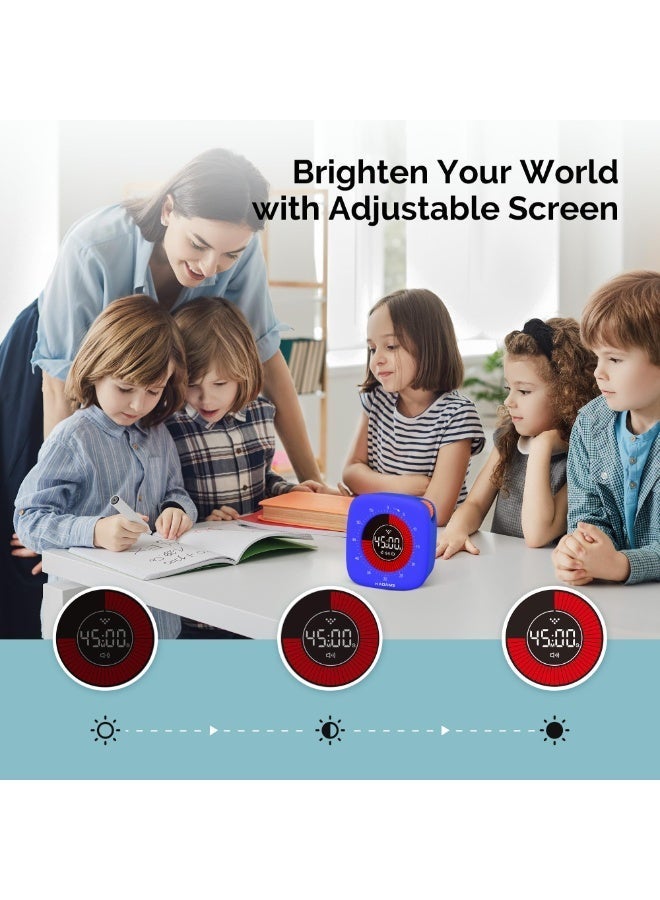 Rechargeable Magnetic Visual Timer – Silent Digital Countdown Timer with Stand, Adjustable Alarm Volume, LED Display for Study, Cooking, Baking & Work, Blue - Image 5