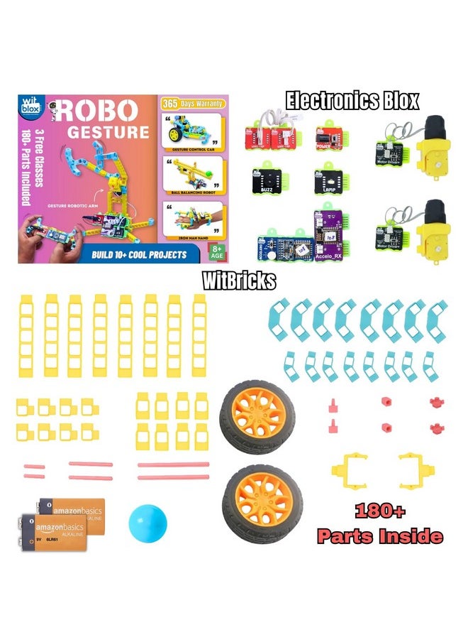 WitBlox DIY Robotics Kit for Kids Robo Gesture Sensor Modular Kit, Hand Controlled Gesture Sensing RC Car & Robotic Arm, STEM Educational Toy for Ages 8 Years + with 1 Year WTY & Free 3 Live Classes