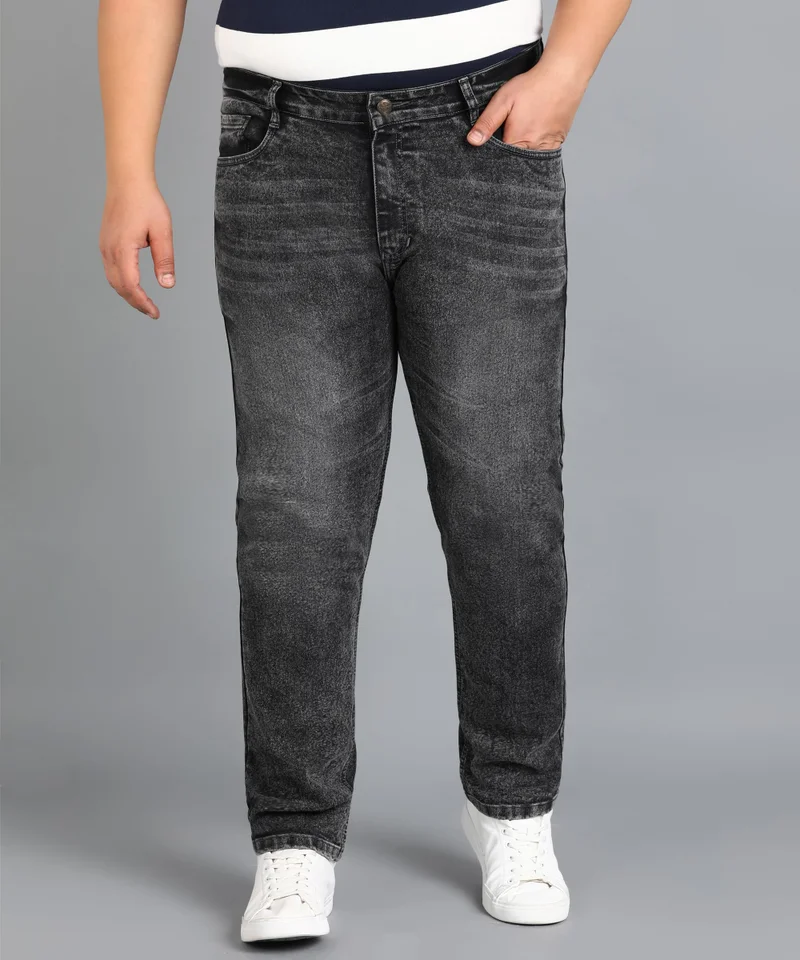 Urbano Plus Men's Grey Slim Fit Washed Jeans Stretchable