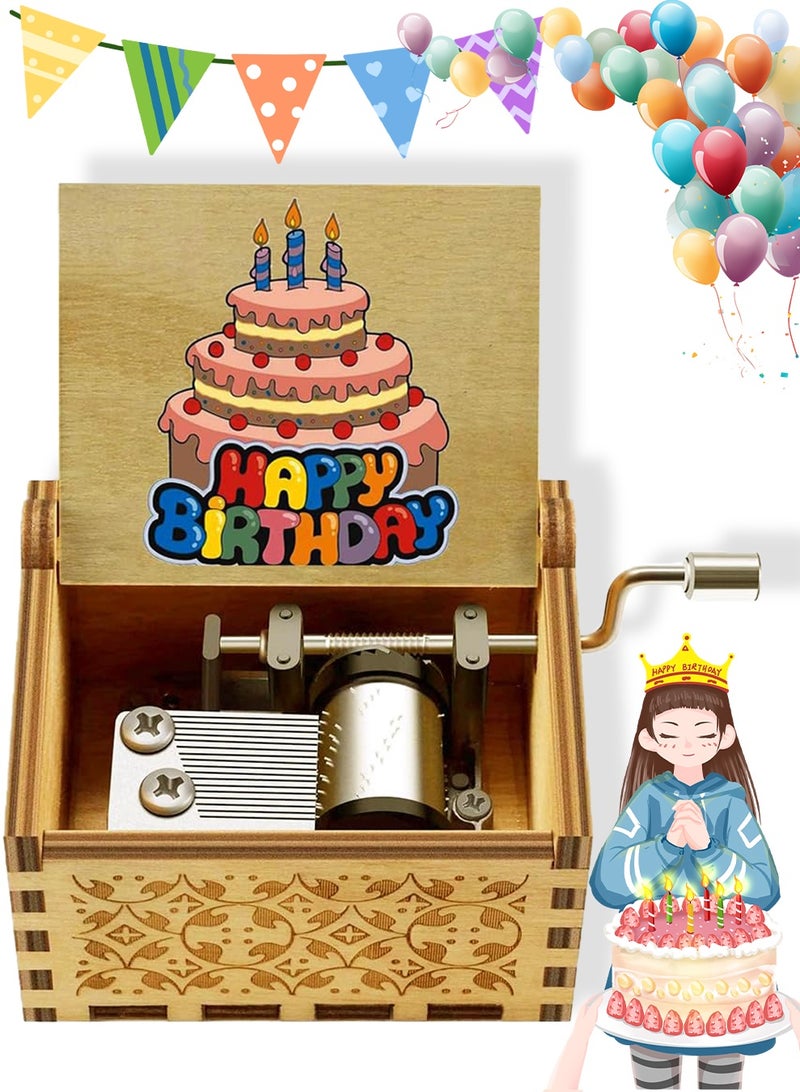 SANMUGEED Happy Birthday Wooden Music Box, Unique Gift for Wife Daughter Son Friend, Birthday Melody Music Box Gift for Sister Boyfriend Girlfriend - Image 1