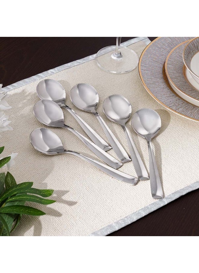 DANUBE HOME Danube Home Dune 6-Piece Soup Spoon Set Elegant Silver Stainless Steel Perfect For Soups And Stews Durable And Stylish Flatware For Everyday Dining 17.4 X 4.7Cm  - Image 1