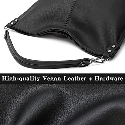 lapsting Hobo Bags for Women Handbags Boho Crossbody Ladies Shoulder Purses Designer Faux Leather with Wallet Black 3PCS Set - Image 3